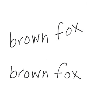 Writing example of letter alignment