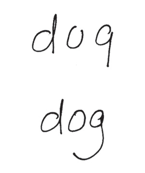 Writing example of letter formation