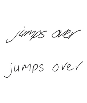 Writing example of slanted handwriting