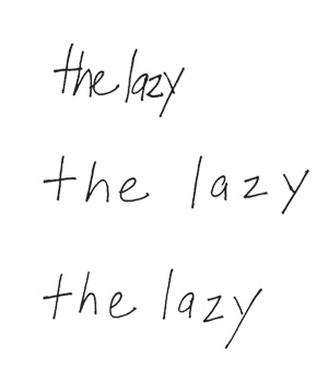 Writing example of letter spacing
